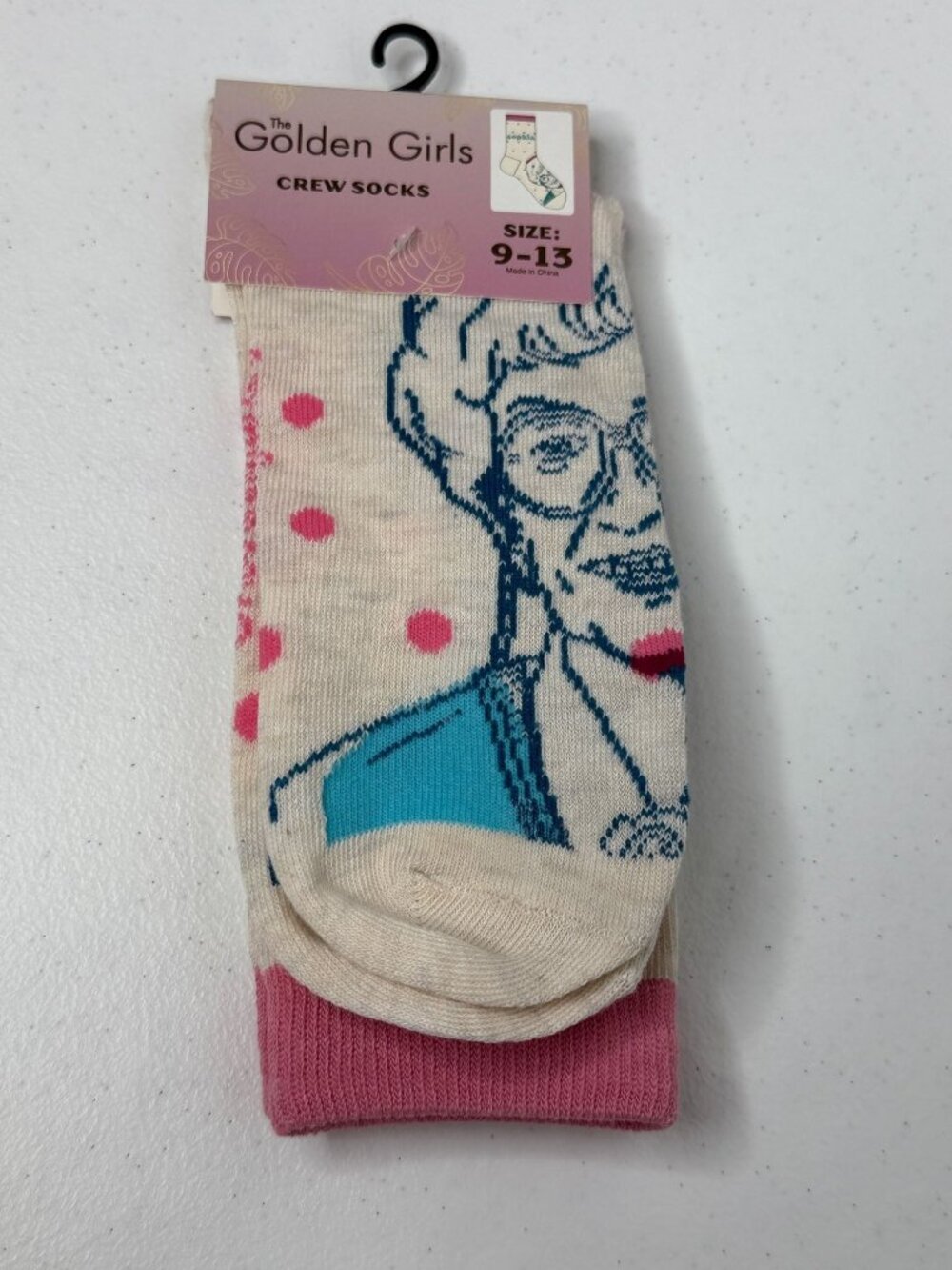 The Golden Girls Crew Socks Womens 9-13 Pink Retro Character New